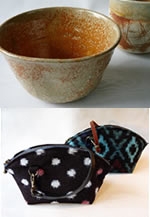 櫨灰釉（はぜばいゆう）で作る器と久留米絣の創作展