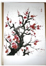 墨彩で花を描く女性２人展