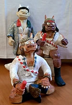 陶人形の作家と刺し子作家 二人展